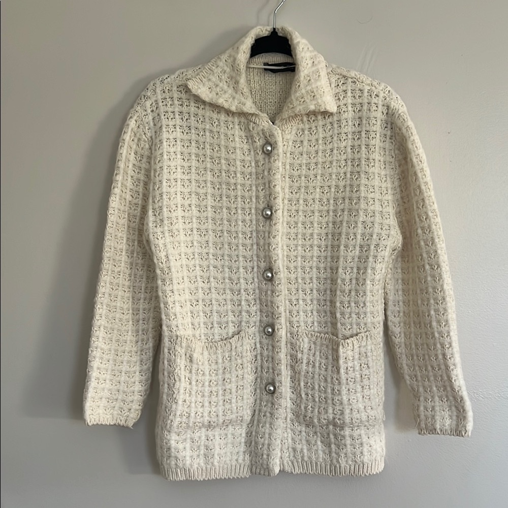 Mango Cozy Cream Knit Cardigan